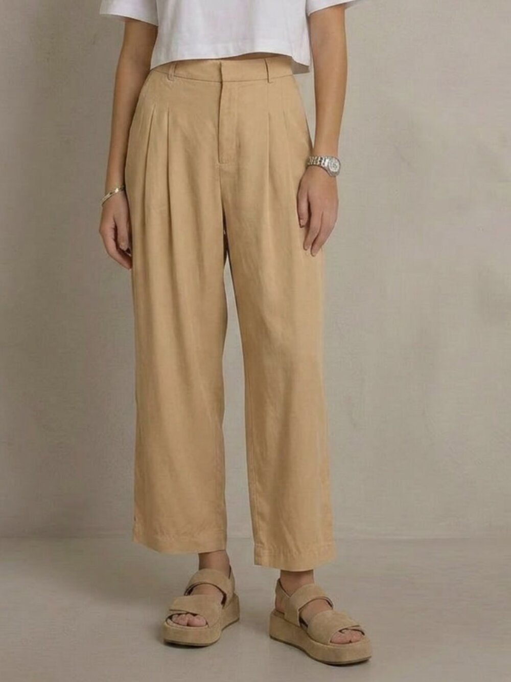 & Other Stories High Waist Wide Leg Drapey Pleated Pants Size EU 38 or US S